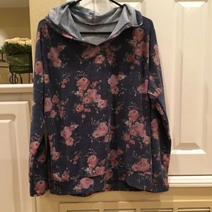 French terry floral hoodie